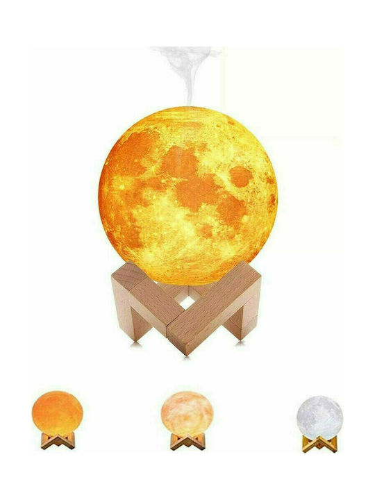 Led Συσκευή Αρωματοθεραπείας 3D Moon Lamp Λευκή