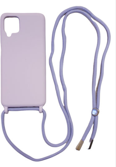 Sonique Carryhang Liquid Strap Umschlag Rückseite Silikon 0.5mm mit Band Flieder (Galaxy A12)