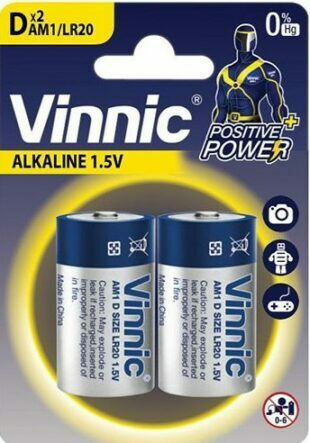 Vinnic Αλκαλικές Μπαταρίες D 1.5V 2τμχ