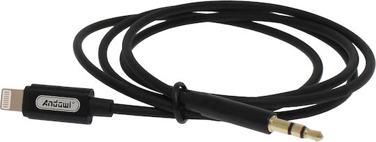 Andowl Q-A191 Braided 3.5mm to Lightning Cable Μαύρο 1m