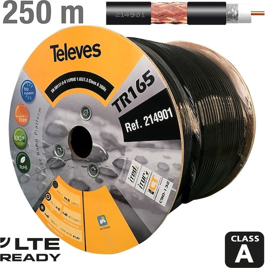 Televes TR-165 Καλώδιο Ομοαξονικό Ατερμάτιστο 1m 214901 1τμχ