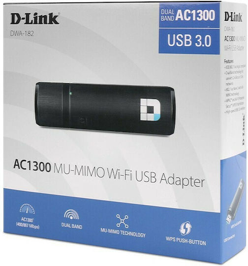 D-Link DWA-182 USB Network Adapter with Wireless Wi-Fi Connection 867Mbps