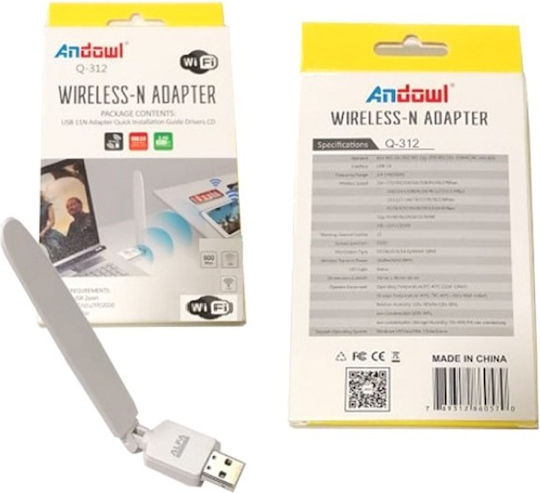 Andowl Q-312 Αντάπτορας Δικτύου USB με Ασύρματη Σύνδεση Wi-Fi 900Mbps και Αποσπώμενη Κεραία