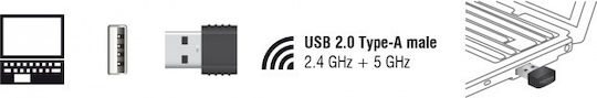DeLock 12461 USB Адаптер За Мрежа С Безжично Свързване Wi-Fi 433Mbps