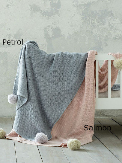 Nima Blanket Cot Braid Knitted Turquoise 110x140cm