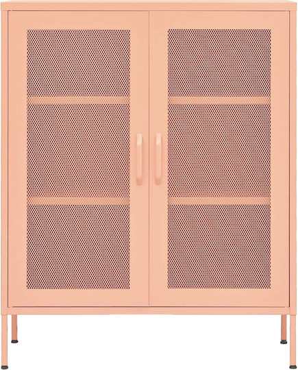 Метален Офисен Шкаф Розов 80x35x101.5см