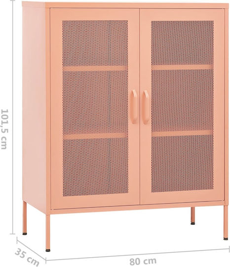 Метален Офисен Шкаф Розов 80x35x101.5см