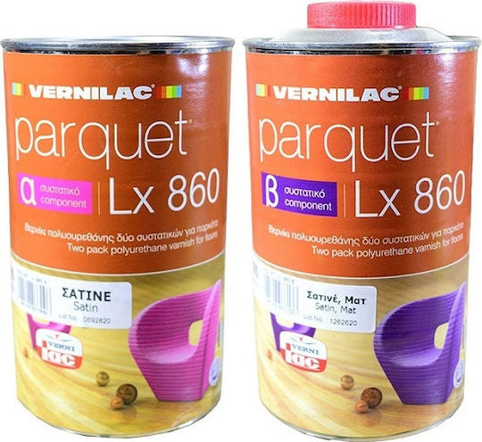 Vernilac Parquet Lx860 Βερνίκι Επιφάνειας Πολυουρεθάνης 2 Συστατικών Άχρωμο Σατινέ 2lt