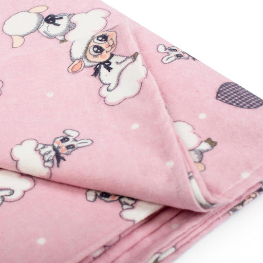 Dimcol Lamb Kids Duvet Cover Single Flannel 05 Pink 160x240cm