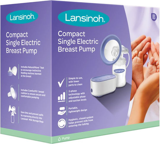 Lansinoh Compact Ηλεκτρικό Μονό Θήλαστρο Μπαταρίας και Ρεύματος Χωρίς BPA Μωβ 160ml