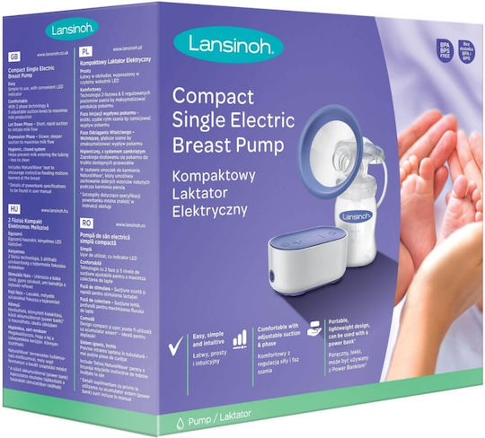 Lansinoh Compact Ηλεκτρικό Μονό Θήλαστρο Μπαταρίας και Ρεύματος Χωρίς BPA Μωβ 160ml
