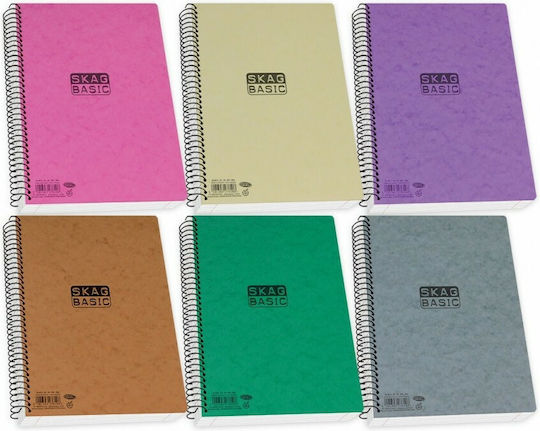 Skag Σπιράλ Τετράδιο Ριγέ Β5 90 Φύλλων 3 Θεμάτων Basic (Διάφορα Χρώματα)