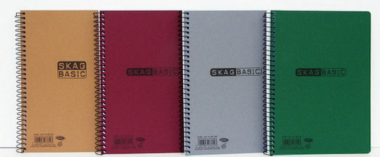 Skag Σπιράλ Τετράδιο Ριγέ Β5 90 Φύλλων 3 Θεμάτων Basic (Διάφορα Χρώματα)