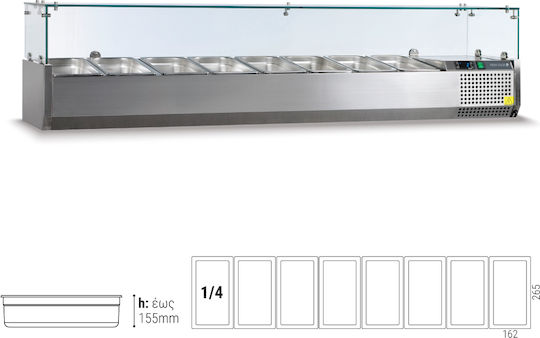 Tefcold Охлаждаща Витрина Настолна с Капацитет 8x1/4 ГН 180x33.5x22.5см