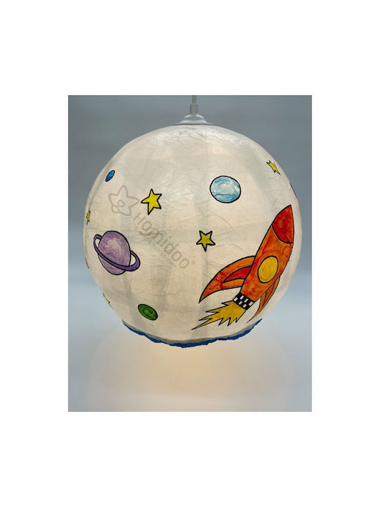 Harti Harti Kids Paper Single Ceiling Light E27 Rocket Space White - Multicoloured