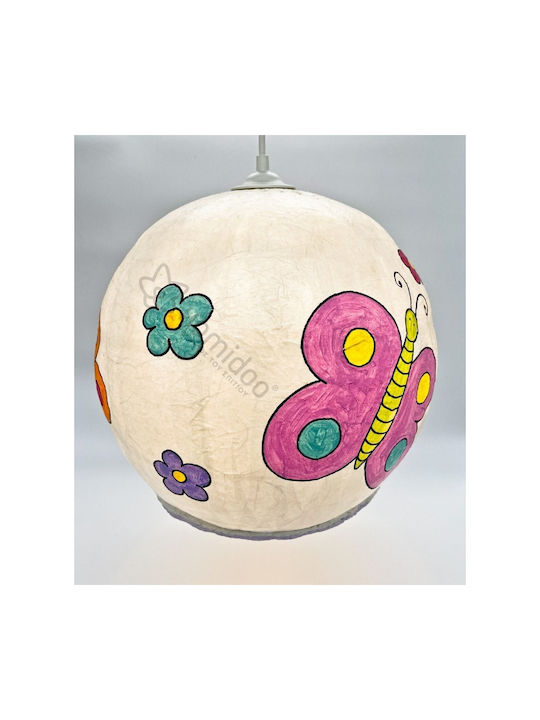 Harti Harti Kids Paper Single Ceiling Light E27 Butterflies White - Multicoloured