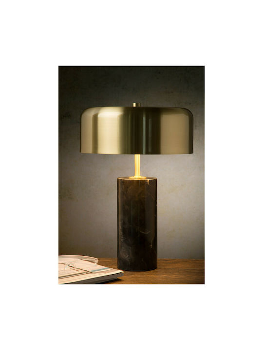 Lucide Lightning Mirasol Ceramic Table Lamp for Socket G9 with Gold Shade and Black Base