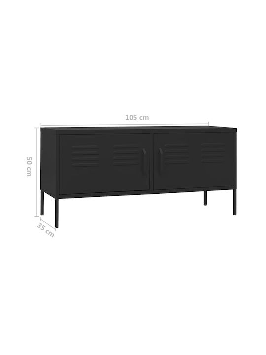 TV Stand Metal Black Velvet-Black Metal L105xW35xH50cm