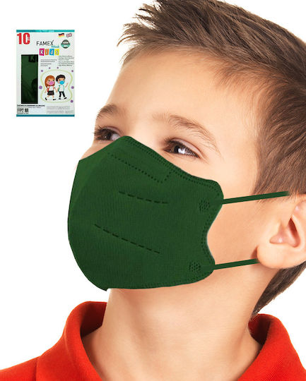 Famex Disposable Protective Mask FFP2 NR Kids Forest Green 10pcs