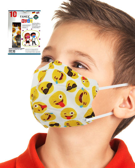 Famex Kids Mask FFP2 NR Protective Mask FFP2 Kids Emoticons 10pcs
