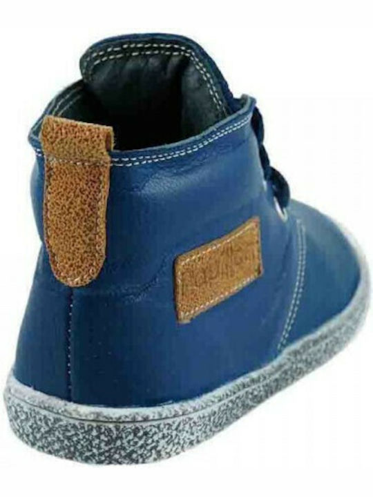 Leder Kinderstiefel mit Schnürsenkeln Blau