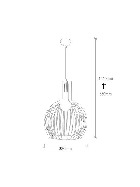 Fellini Adjustable Pendant Light Black Grid with Socket E27 38cm