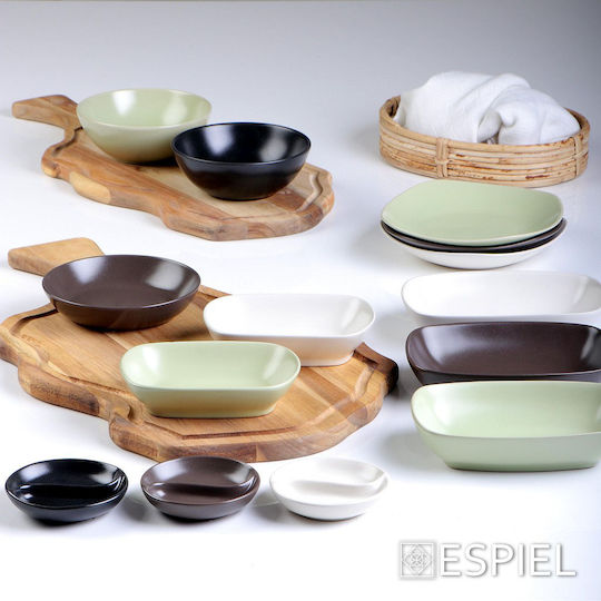 Espiel Porcelain Dessert Divided Serving Plate with 2 Slots Brown Ø9cm