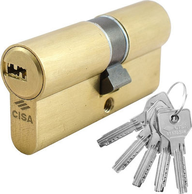 Cisa Lock Cylinder Security Asix 80mm (30-50) with 5 Keys Gold