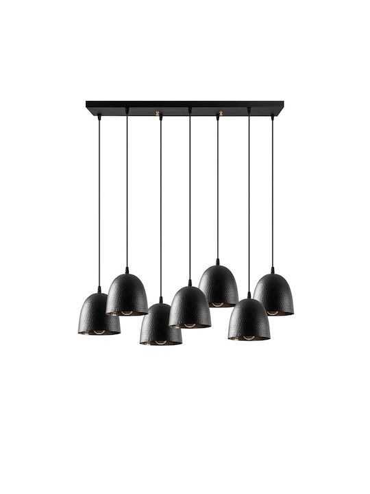 Tattoo Pendant Chandelier Rail for 7 Bulbs E27 Black