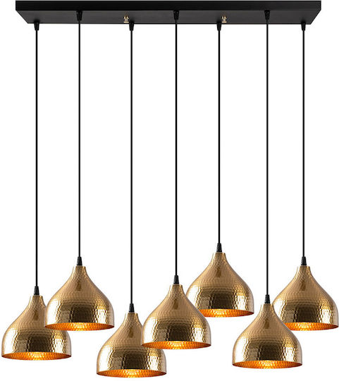 Tattoo Adjustable Pendant Light Gold Rail for 7 Bulbs E27 88x40cm