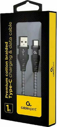 Cablexpert Braided USB 2.0 Cable USB-C Male - USB-A Black 1m CC-USB2B-AMCM-1M-BW