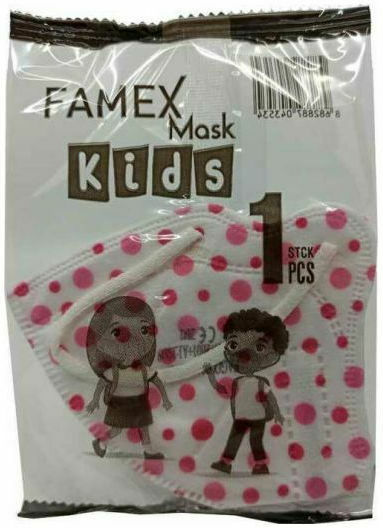 Famex Kids Mask FFP2 NR Protective Mask FFP2 Kids Polka Dots 1pcs