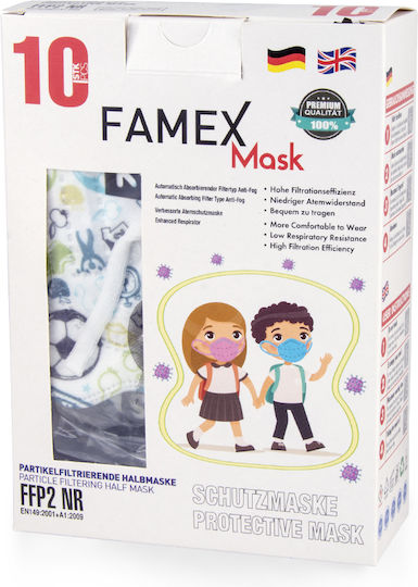 Famex Kids Mask FFP2 NR Protective Mask FFP2 Kids Balls & Sports 10pcs