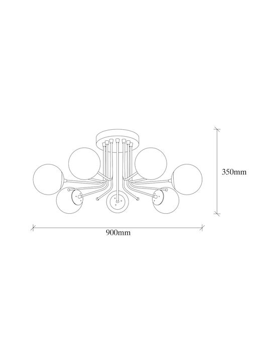 Opviq Daisy Ceiling Mount Light 90cm Gold with Socket E27