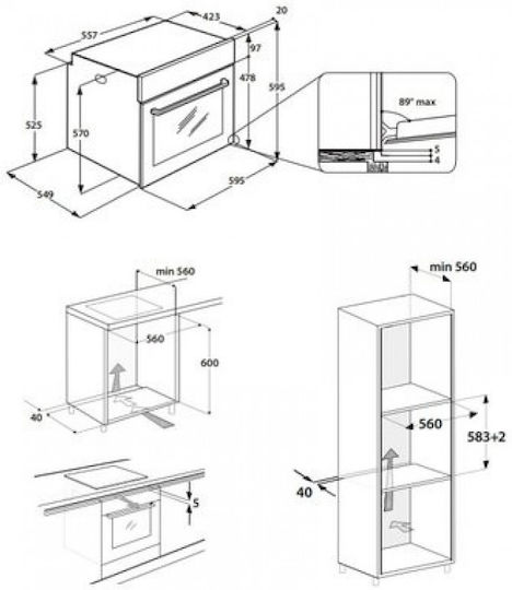 Whirlpool Φούρνος άνω Πάγκου 71lt Π59.5εκ. Inox