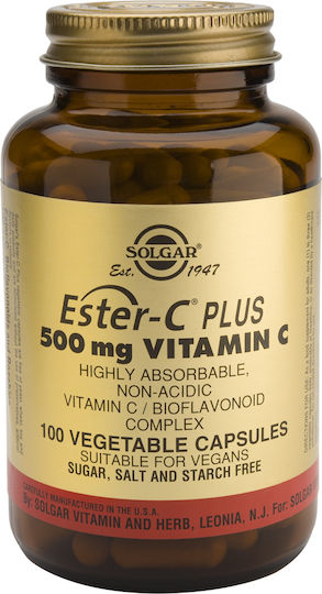 Solgar Ester-C Plus Vitamina pentru Întărirea Sistemului Imunitar, Pielea & Acțiune Antioxidantă 500mg 100 capsule veget