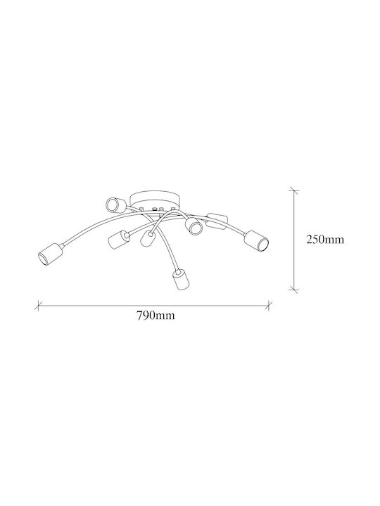Opviq Banana Ceiling Mount Light 79cm Black with Socket E27