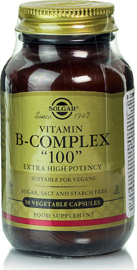 Solgar B-Complex "100" Vitamin für Energie, Stärkung des Immunsystems & das Nervensystem 50 veg. Kappen