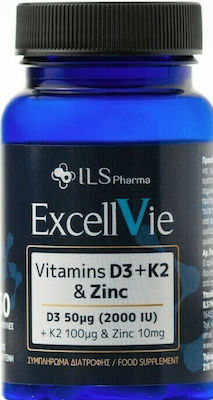 ILS Pharma Excellvie Vitamin D3 + K2 & Zinc Vitamin for Immune System Boost & Bone Health 30 caps