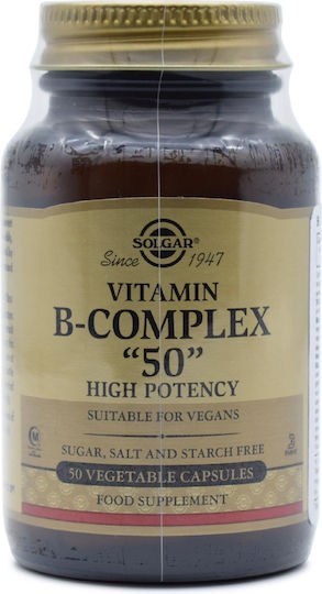 Solgar B-Complex "50" Vitamin für Energie, Stärkung des Immunsystems & das Nervensystem 50mg 50 veg. Kappen