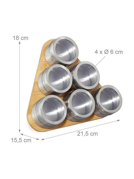 Relaxdays Inox Tabletop Spice Rack with Stand Brown 6pcs