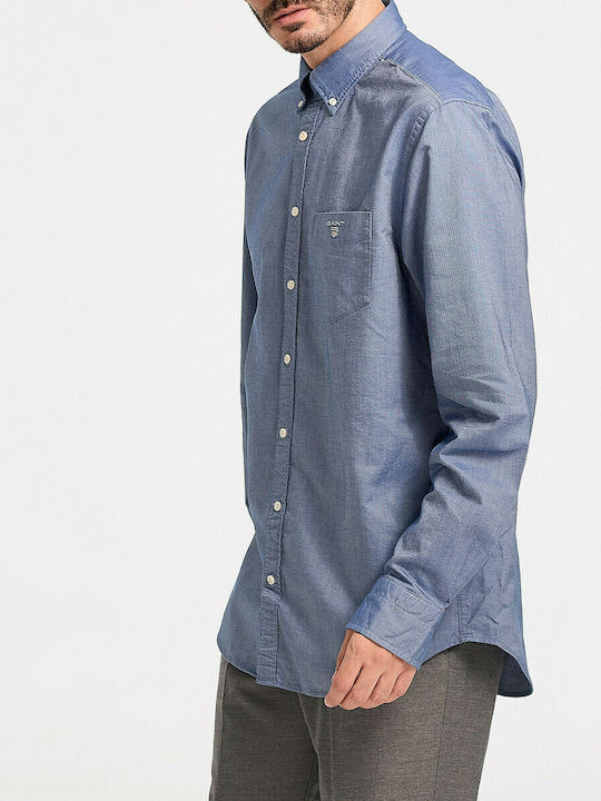 Long-sleeved Cotton Shirt Blue