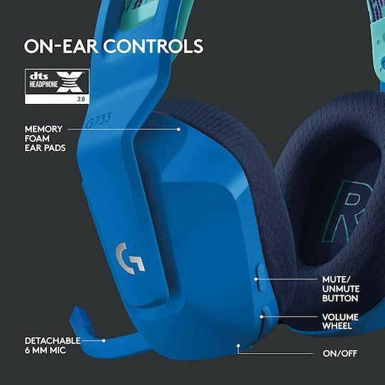 Logitech G733 Wireless Over Ear Gaming Headset with USB Connectivity Blue for PC / PS4