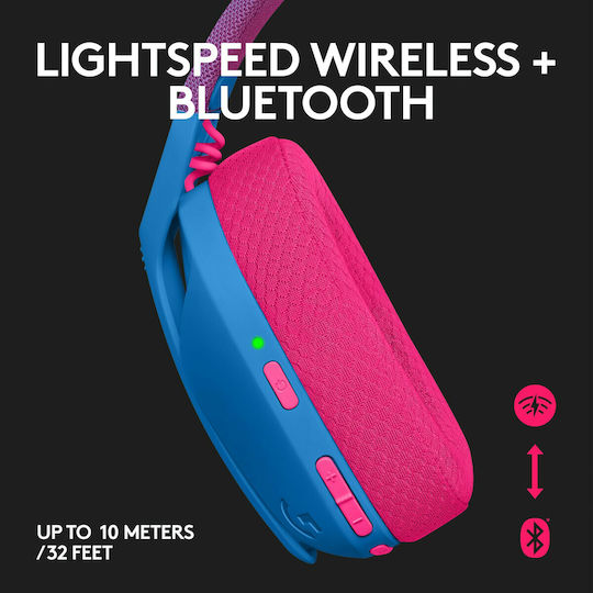 Logitech G435 Lightspeed Fără fir Over Ear Gaming Headset cu conexiune Bluetooth / USB Blue / Fuchsia