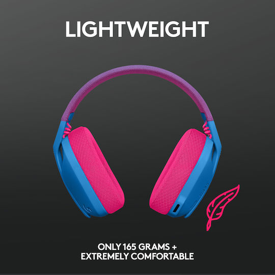 Logitech G435 Lightspeed Fără fir Over Ear Gaming Headset cu conexiune Bluetooth / USB Blue / Fuchsia