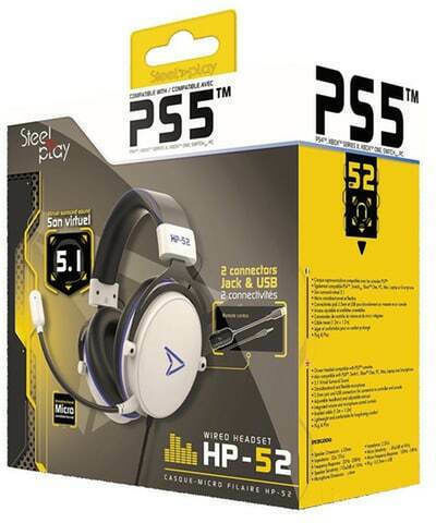 Steelplay HP52 Virt Über Ohr Gaming-Headset mit Konnektivität 3,5 mm / USB Weiß