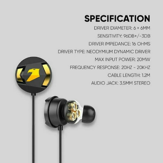 Armaggeddon WASP5 In Ear Gaming Headset με σύνδεση 3.5mm