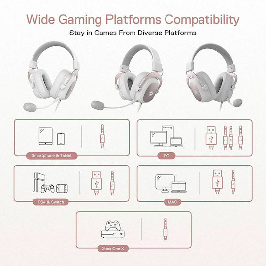 Redragon H510 Zeus Über Ohr Gaming-Headset mit Verbindung 3,5mm / USB Weiß