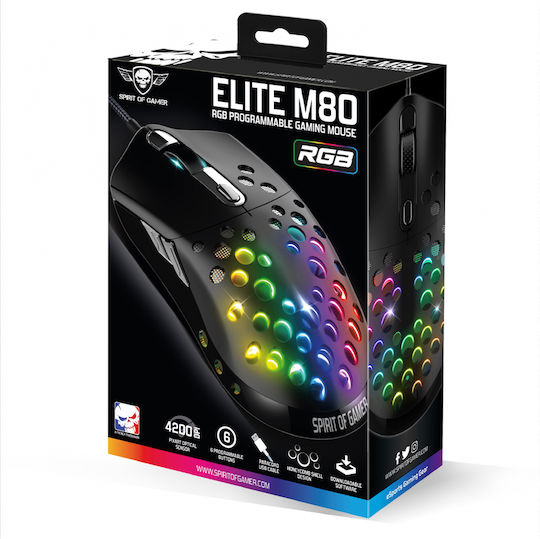 Spirit of Gamer Elite M80 RGB Gaming Ποντίκι 4200 DPI Μαύρο