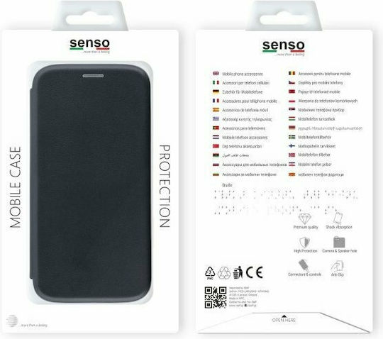 Senso Oval Stand Book Δερματίνης Μαύρο (Galaxy A6+ 2018)